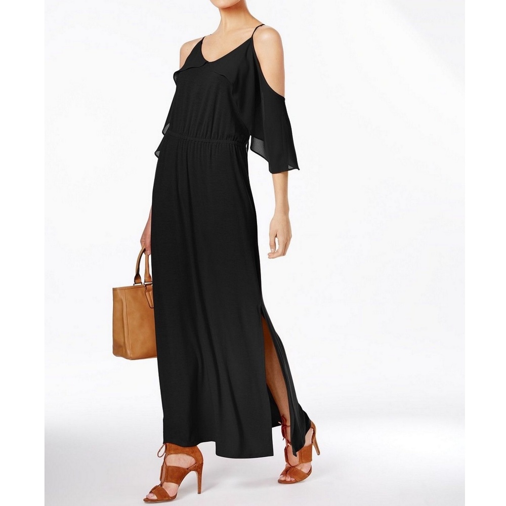 NY Collection Ruffle Cold Shoulder Maxi Dress